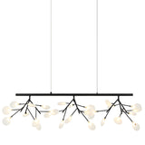 Hydrangea Bloom Linear Suspension Matte Black By Matteo - Detailed View