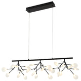 Hydrangea Bloom Linear Suspension Matte Black By Matteo - Side View