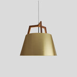 Imber Pendant by Cerno - Small, Brushed Brass Walnut, Rigid Stem