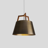 Imber Pendant by Cerno - Small, Distress Brass Walnut, Rigid Stem