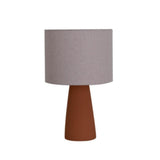 Ingá Table Lamp by Geo Contemporary in Terracotta ceramic with a Rustic Linen fabric shade and chrome details