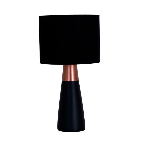 Ipe Black With Copper Table Lamp By Geo Contemporary, Color: Black