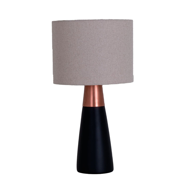 Ipe Black With Copper Table Lamp By Geo Contemporary, Color: Linen