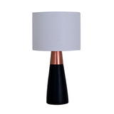 Ipe Black With Copper Table Lamp By Geo Contemporary, Color: Off White