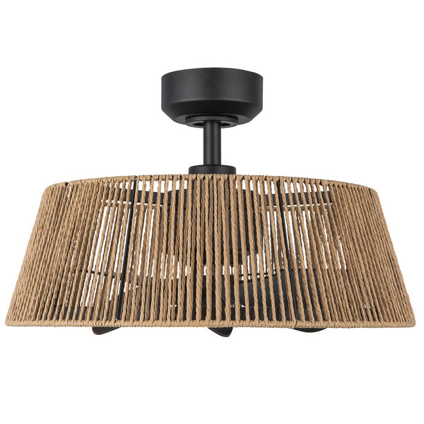 Isla Ceiling Fan Matte Black Braided Rope By Kuzco - Front View