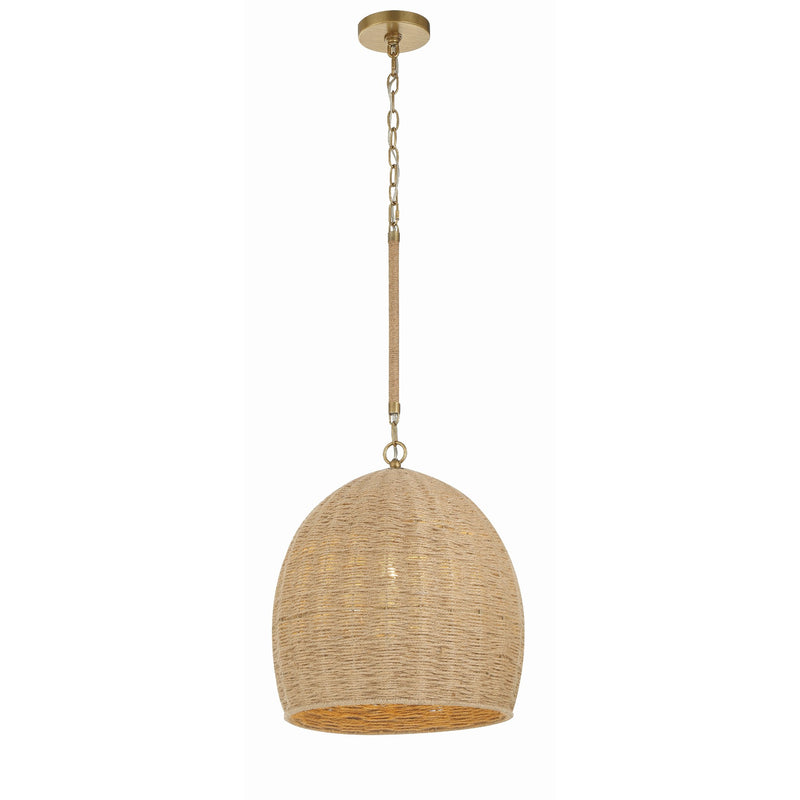 Jace Woven Dome Pendant 15" Soft Gold