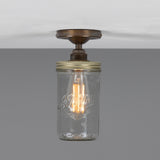 Jam Jar Flush Ceiling Light - Antique Brass