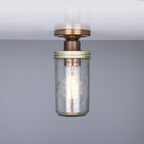 Jam Jar Flush Ceiling Light - Antique Brass