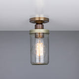 Jam Jar Flush Ceiling Light - Antique Brass