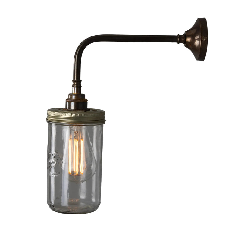 Jam Jar Wall Light - Antique Brass