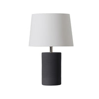Jatobá Table Lamp by Geo Contemporary in Graphite ceramic with a White fabric shade and chrome details