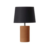 Jatobá Table Lamp by Geo Contemporary in Terracotta ceramic with a Black fabric shade and chrome details