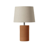 Jatobá Table Lamp by Geo Contemporary in Terracotta ceramic with a Rustic Linen fabric shade and chrome details