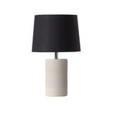 Jatobá Table Lamp by Geo Contemporary in White ceramic with a Black fabric shade and chrome details