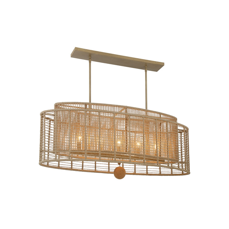 Jayna Linear Oval Rattan Chandelier 41.75'' Burnished Silver