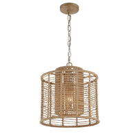 Jayna Rattan Drum Chandelier 12.5'' Burnished Silver