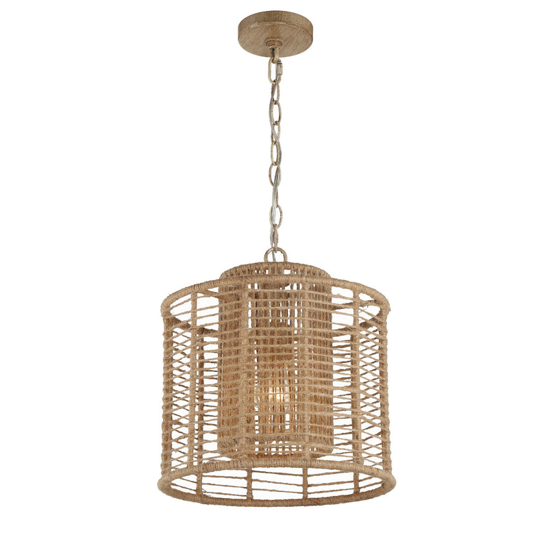 Jayna Rattan Drum Chandelier 12.5'' Burnished Silver