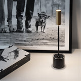 Jet Black-Brushed Brass Carolina Pro Portable Table Lamp by Zafferano
