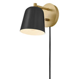 Jojo Single Light Plug-in Sconce - Lacquered Brass / Black