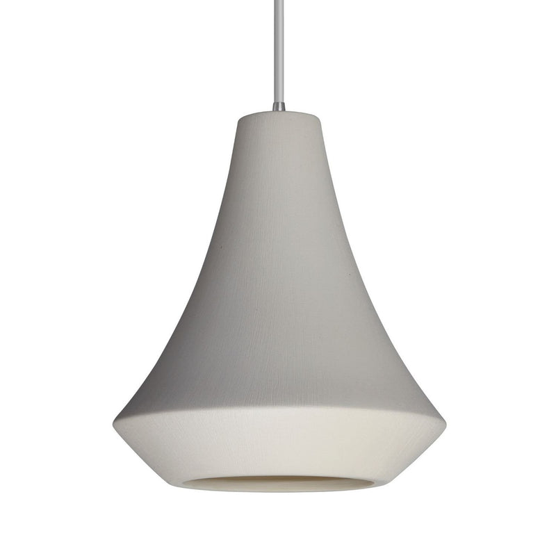 Juá Ceramic Pendant Light by Geo Contemporary in White ceramic with a silver cord
