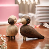 Kay Bojesen Lovebirds, Oak/Smoked Oak, H: 3.5" By Kay Bojesen