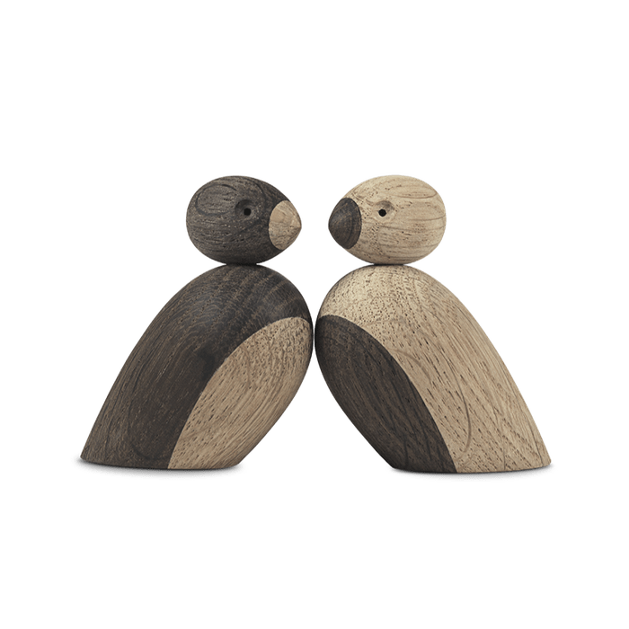 Kay Bojesen Pair Of Sparrows, Small, Oak/Smoked Oak, H: 2.2" By Kay Bojesen