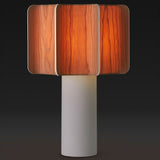 Kactos Table Lamp Matte White Ceramic Natural Cherry By LZF Lamps - With Light