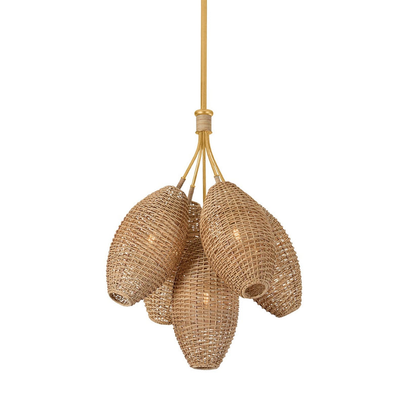 Karpathos Chandelier - 5 Light in Vintage Gold Leaf by Corbett
