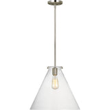 Kate Cone Pendant — 16", Clear, Brushed Nickel