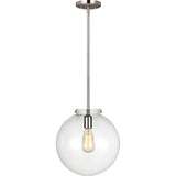 Kate Sphere Pendant — 12", Clear, Brushed Nickel