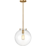 Kate Sphere Pendant — 12", Clear, Satin Brass