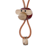 Kay Bojesen Monkey Keychain - Gold/Bordeaux view 2