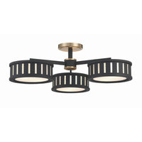 Kendal Cluster Semi Flush Mount 29.25'' Vibrant Gold + Black Forged