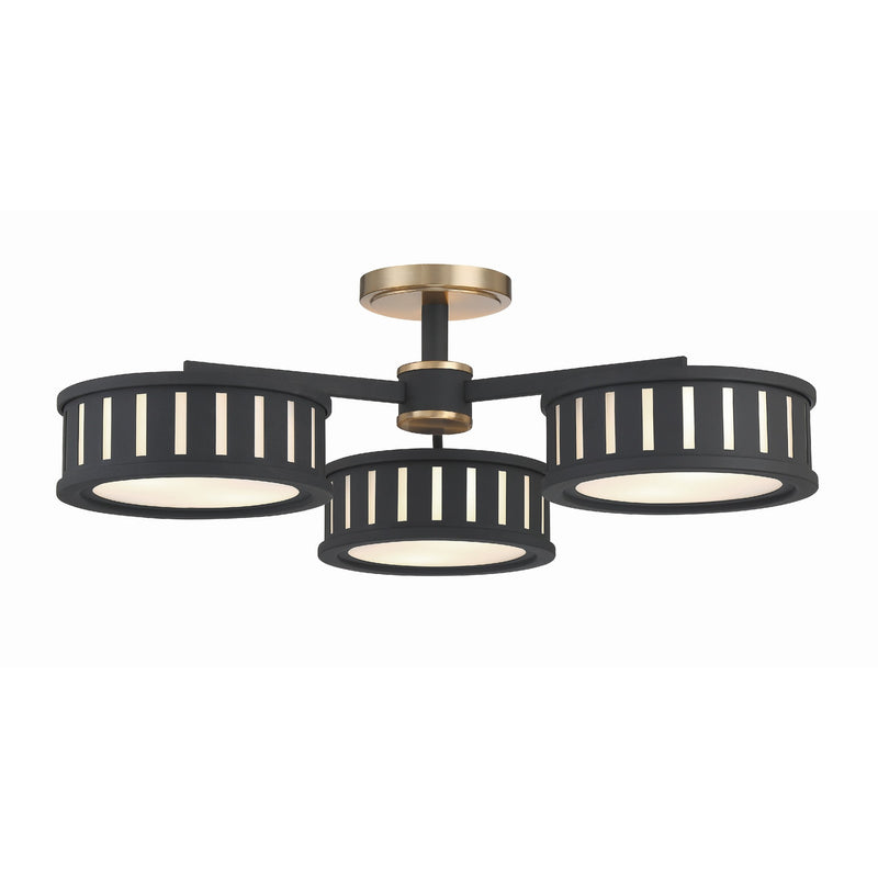 Kendal Cluster Semi Flush Mount 29.25'' Vibrant Gold + Black Forged