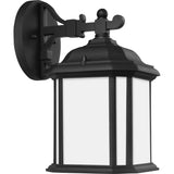 Kent Down Outdoor Wall Lantern — 11.5 Inch, Black with Satin Etched Glass