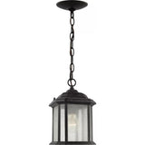 Kent Outdoor Pendant — 6.5 Inch, Oxford Bronze with Clear Seeded Glass
