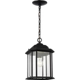 Kent Outdoor Pendant — 8.38 Inch, Black with Clear Beveled Glass