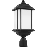 Kent Post Lantern — Black with Satin Etched Glass