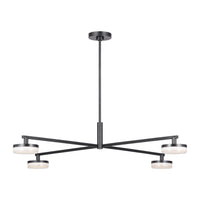 Khan Chandelier — 34", Silk Screen White Inside Clear Outside, Aged Iron