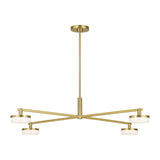 Khan Chandelier — 34", Silk Screen White Inside Clear Outside, Burnished Brass