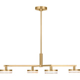 Khan Chandelier — 44 7/8", Silk Screen White Inside Clear Outside, Burnished Brass