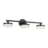 Khan Vanity Light — 24", Silk Screen White Inside Clear Outside, Aged Iron
