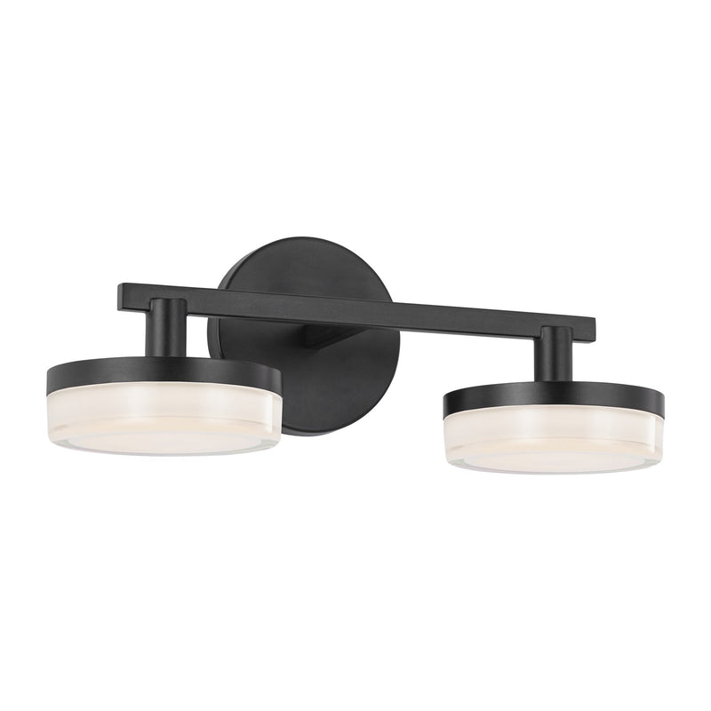 Khan Vanity Light — 14", Silk Screen White Inside Clear Outside, Aged Iron
