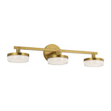 Khan Vanity Light — 24", Silk Screen White Inside Clear Outside, Burnished Brass