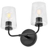Kline Vanity Light 2 Light Black Clear By Lark Living - Side View2