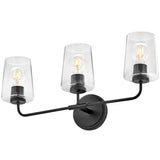 Kline Vanity Light 3 Light Black Clear Clear By Lark Living - Side View2