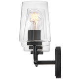 Kline Vanity Light 3 Light Black Clear Clear By Lark Living - Side View3