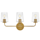 Kline Vanity Light 3 Light Heritage Brass Clear By Lark Living 