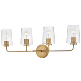 Kline Vanity Light 4 Light Heritage Brass Clear By Lark Living - Side View1