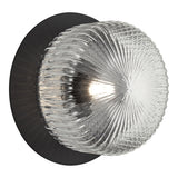 Knobbel Wall Sconce 1 Light Matte Black Clear Ribbed